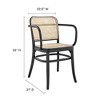 Modway Winona Elm Wood Dining Chair with Cane Rattan Seat – Black – Vintage Modern Accent Chair 21" x 22.5" x 32" with Open Back and Sculpted Frame - 3 of 4