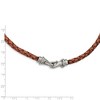 Black Bow Jewelry 5mm Woven Brown Leather Stainless Steel Cord Chain Necklace, 19.5 Inch - 3 of 4