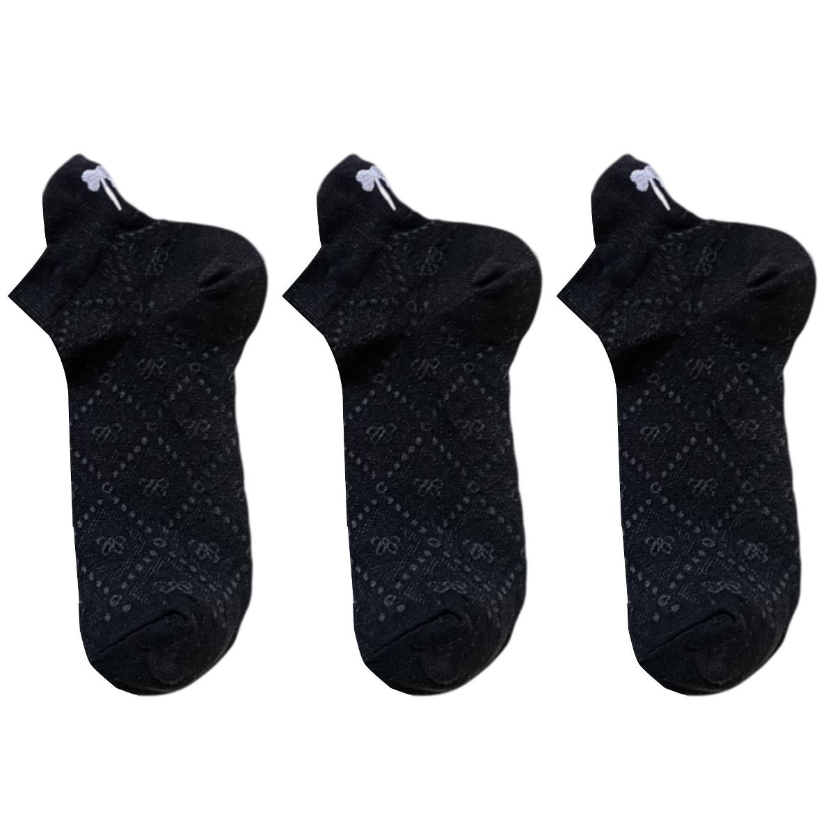 Anna-Kaci Women's 3-Pack Cotton Ankle Socks with Bow Knit Pattern Soft Breathable Low-Cut Design