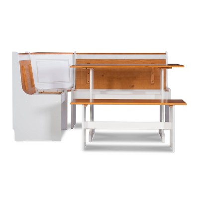 Ardmore White and Natural Finish Corner Nook Dining Set