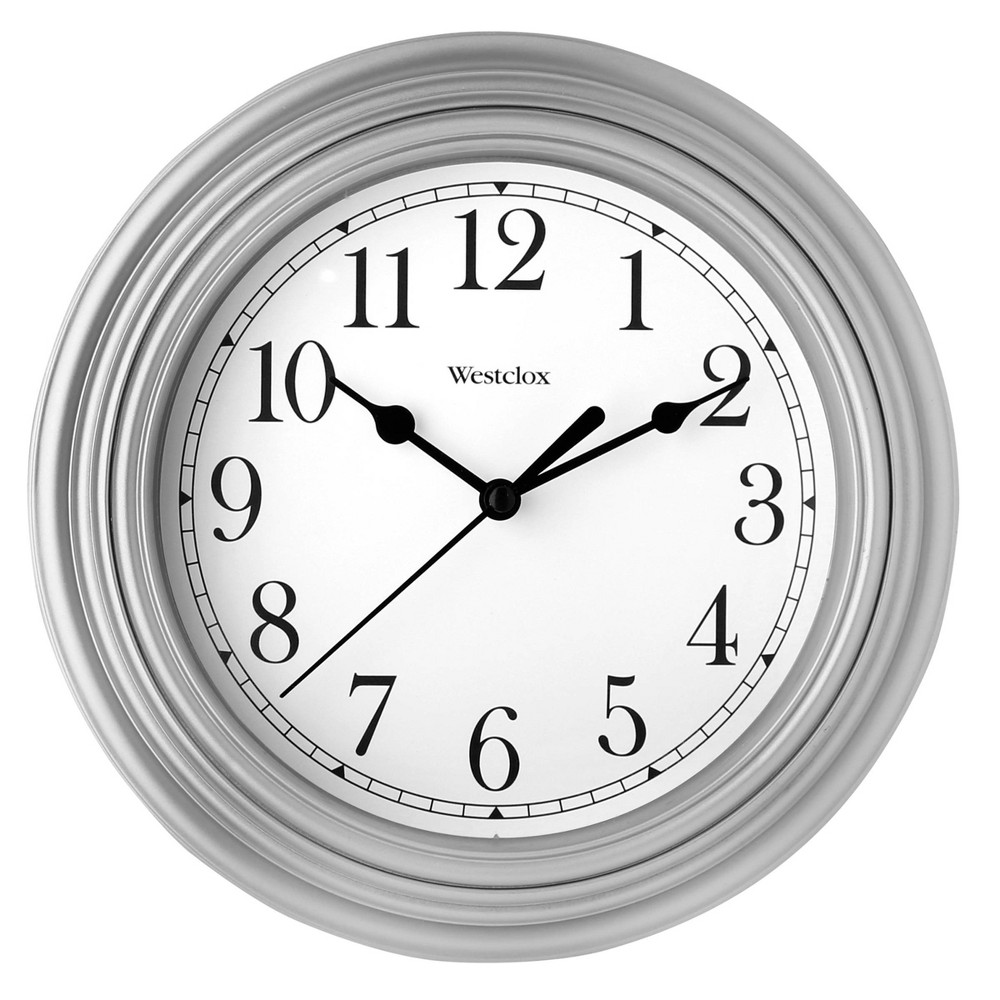 Westclox 9'' Round Analog Decorative Simplicity Wall Clock Silver