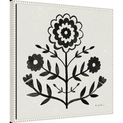 Black and White Botanic-Inspired Framed Canvas Wall Art