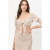 Slickblue Women's Woven Blouse, Front Tie Detail, Printed Top, Relaxed Fit, Casual Style, Cream, S - 2 of 4