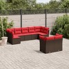 vidaXL 9 Piece Patio Sofa Set with Cushions Brown Poly Rattan - 2 of 4