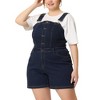 Agnes Orinda Women's Plus Size Denim Shortall Button Jeans Short - 2 of 4