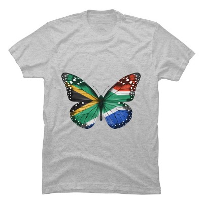 Men's Design By Humans Butterfly Flag Of South Africa By GiftsIdeas T-Shirt