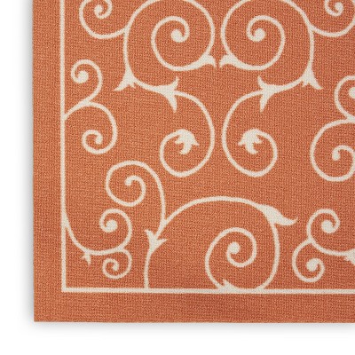 Playful Floral Vines Orange Square Indoor/Outdoor Rug