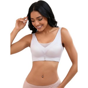 INSPIRE CHIC Women's V-Neck Mesh Wirefree Adjustable Straps U Back Minimizers Bras - 1 of 4