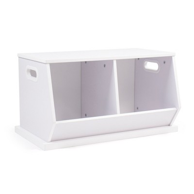 Wood Toy Storage Cubby and Kids' Bookcase White - Humble Crew: MDF Frame, Open Bin Shelf, Kids Toy Organizer