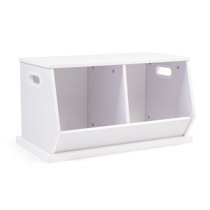 Wood Toy Storage Cubby and Kids' Bookcase White - Humble Crew: MDF Frame, Open Bin Shelf, Kids Toy Organizer - 1 of 4