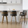Bekrvio 26" Swivel Counter Height Bar Stools Set of 1/2/3/4,Faux Leather Upholstered Bar Chairs with Back & Arm for Kitchen Island,Black - 3 of 4