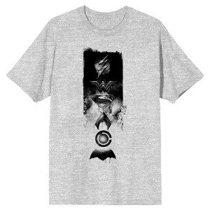 Justice League Mve Super Heroes Emblems Men's Athletic Heather Gray T-Shirt - 1 of 3