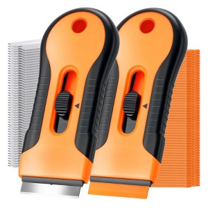 Itopfox Razor Scraper Tool Set with 80 Blades - 30 Metal & 50 Plastic for Sticker, Paint, Grease Removal on Glass, Tile, Wood Floors, Countertops - 1 of 4