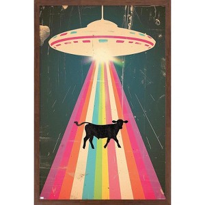 Trends International Ray Heere - UFO Cow Abduction 8 Framed Wall Poster Prints - 1 of 4