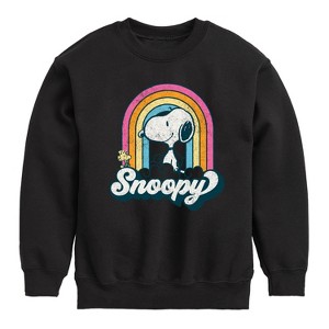 Boys' - Peanuts - Snoopy Rainbow Clouds Graphic Long Sleeve Fleece Sweatshirt - 1 of 4