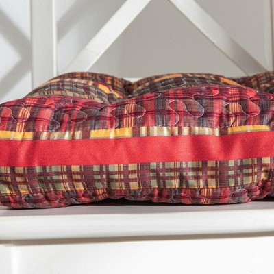 Gold Rush Plaid Multicolor Microfiber Square Chair Cushion Set