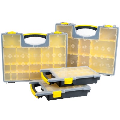 Fleming Supply Portable Hardware and Craft Storage Organizer With Clear Lids - Set of 4, Yellow/Black