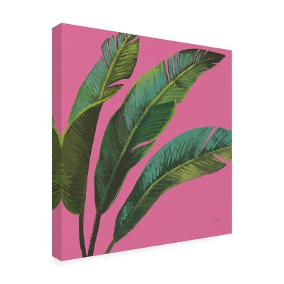 Janelle Penner Pink and Green Floral Outdoor Canvas Print 14x14