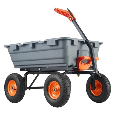 Heavy Duty Yard Cart - 800Lbs Capacity 4-Wheel Wheelbarrow w/10in All-Terrain Tires, 180 Rotating Handle (Gray)