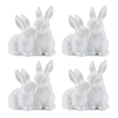 Ceramic Mini Garden Bunny Couple (Set of 4)