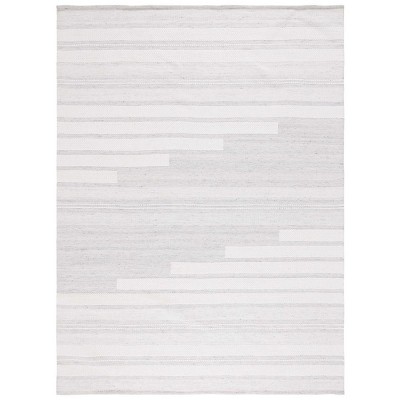 Gray and Ivory 6' x 9' Handmade Wool and Synthetic Rug