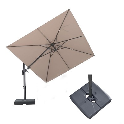 PURPLE LEAF Cantilever Patio Umbrella Outdoor Offset Umbrella with 3 Years Fade Resistance Recycled Fabric With Base