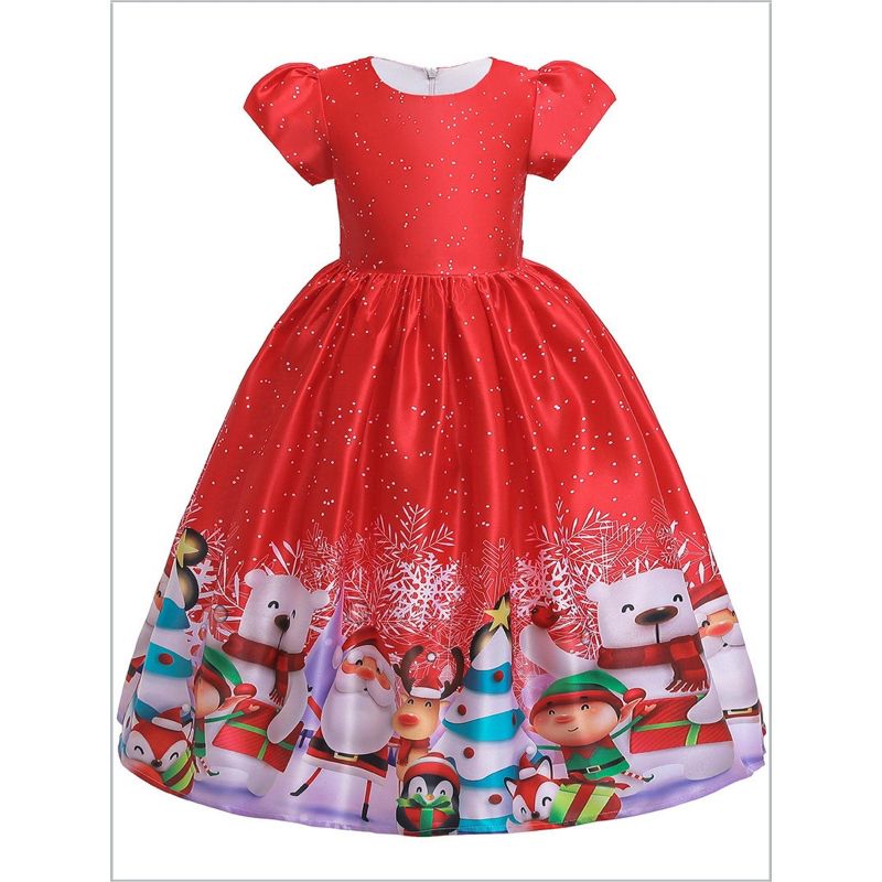 Girls Christmas Cheer Holiday Scene Dress - Mia Belle Girls, 2 of 7