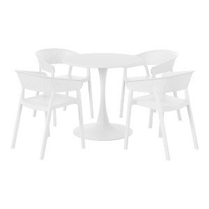 WestinTrends Playa 5-Piece Indoor Outdoor Metal Patio Dining Table Set With Stackable Patio Chairs - 1 of 4