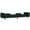 vidaXL Velvet 2-Seater Loveseat/Sofa Bed - Convertible Sleeper with Pillows, Dark Green, Wood Frame for Living/Home Office - 3 of 4