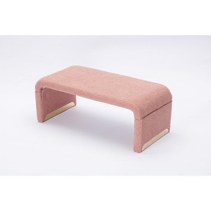 NicBex Modern 43.3" Bedroom Bench Accent Stool with Boucle Fabric and Gold Trims for Entryway and Living Room - 1 of 4