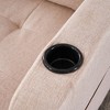 Cotton & Linen Upholstered Armchair Sofa with Storage Ottoman & Cup Holders - 3 of 4