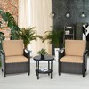 Costway 3PCS Patio Rattan Furniture Set Cushioned Sofa Storage Table W/ Shelf Garden - 3 of 4