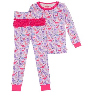 RuffleButts SoftSnooze Toddler Girls Ruffle Long Sleeve Pajama Set - 1 of 4