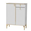Baxton Studio Lilac Wood and Metal 2 Door Shoe Cabinet White/Gold: Mirrored Trim, 16 Pairs Storage, Rounded Legs - 2 of 4
