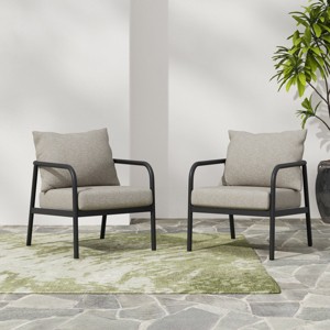 Modern Aluminum Outdoor Club Chair Set of 2, Weather-Resistant Lounge with Cushions, 26"W Minimalist Patio Seating-3irtyhousy - 1 of 4