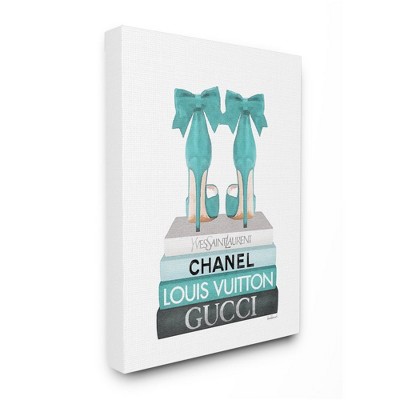  Stupell Industries Blue Bow Heels Above Iconic Designer Books Wall  Art, 16 x 20, White: Posters & Prints