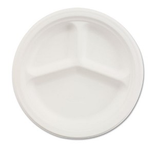 Chinet Paper Dinnerware, 3-Compartment Plate, 9.25" dia, White, 500/Carton - 1 of 1