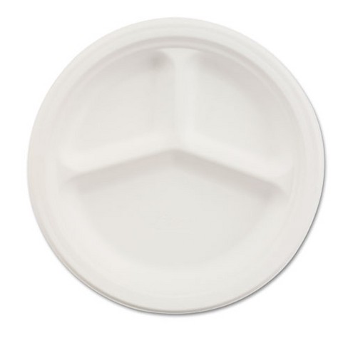 Chinet Paper Dinnerware, 3-Compartment Plate, 9.25" dia, White, 500/Carton - image 1 of 1