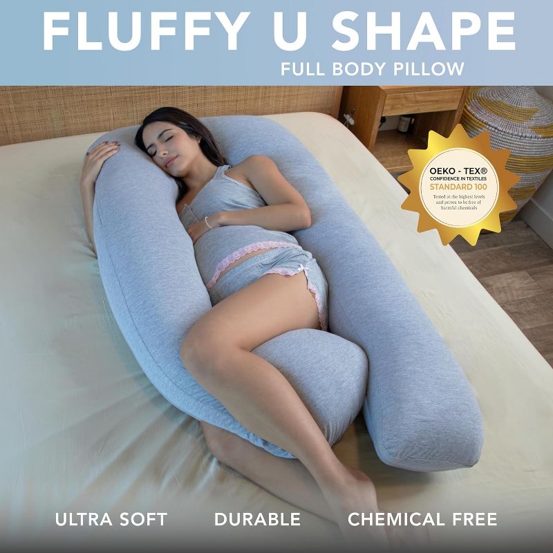 PharMeDoc Pregnancy Pillow, U-Shape Full Body Maternity Pillow, Jersey Cotton Cover, 3 of 9