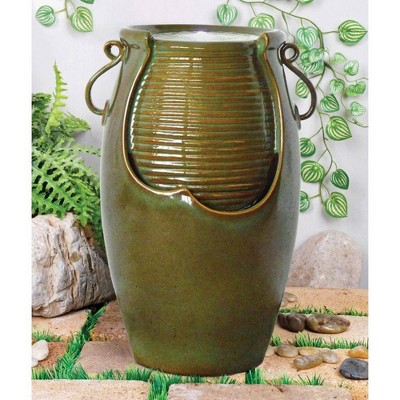 Ceramic Rippling Jar Garden Fountain - Acorn Hollow