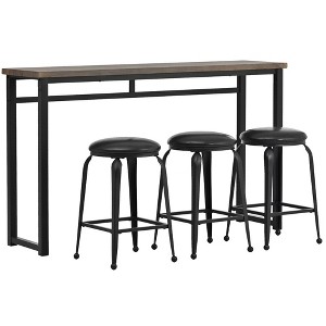 4 Piece Table Set Modern Counter Height Pub Table Set Long Console Table With 3 Stools For Dining Room Bistro - 1 of 4