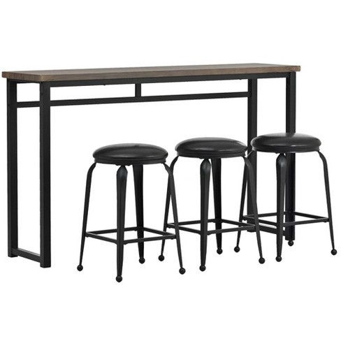 4 Piece Table Set Modern Counter Height Pub Table Set Long Console Table With 3 Stools For Dining Room Bistro - image 1 of 4