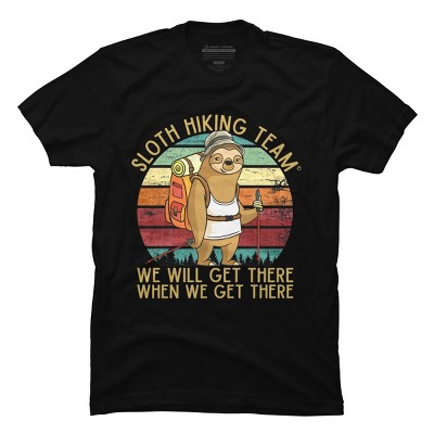 Men's Design By Humans Sloth Hiking Team - We will get there, when we get there By andreastier T-Shirt
