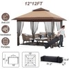 10' x 12' Pop Up Gazebo, Double Roof Outdoor Canopy Tent with Mesh Sidewall Netting for Patio Patio - 2 of 4