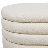 Vynxaria Ivory White Boucle Fuji 49" Upholstered Oval Storage Bench - 4 of 4