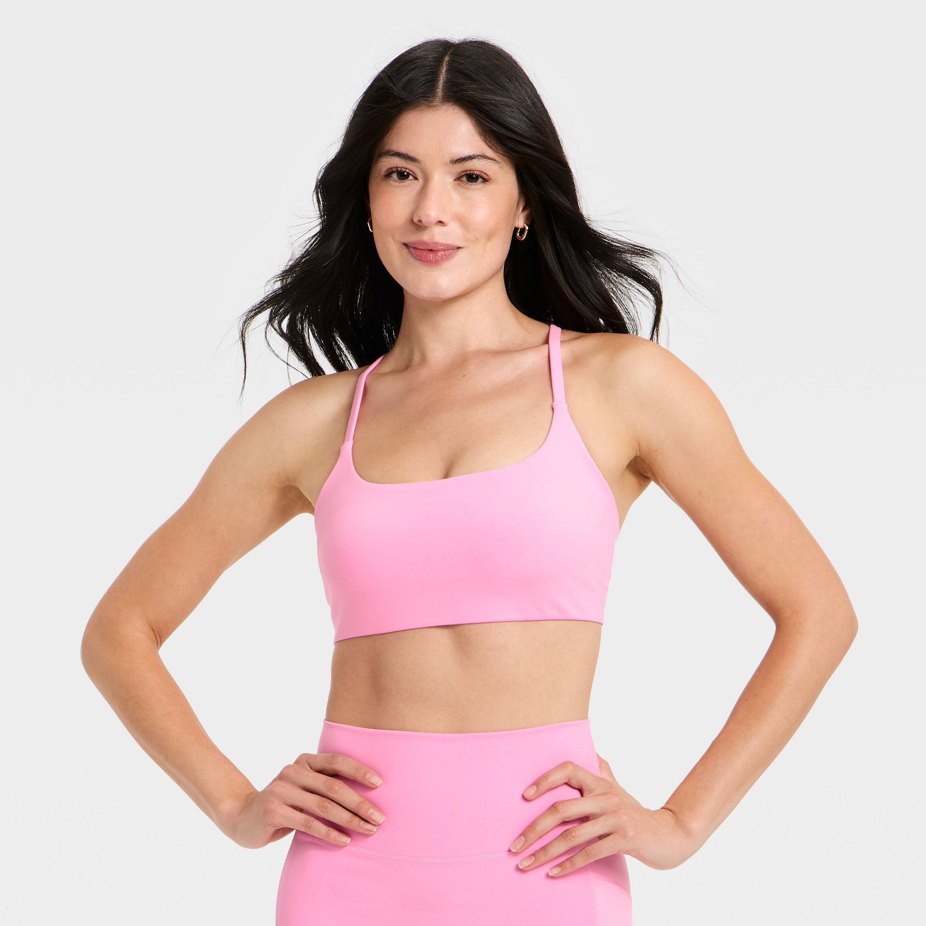 Women's Super Flex Light Support Open Back Sports Bra - All In Motion™ Light Pink M