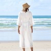 Women's Sheer Drawstring Open Front Mid Sleeve Midi Cover Up - Cupshe - image 4 of 4