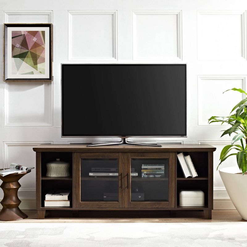 Rustic Transitional 2 Door TV Stand for TVs up to 65&#34; Dark Walnut - Saracina Home, 4 of 7