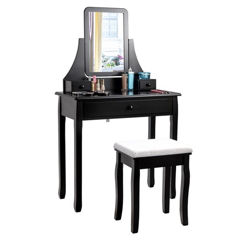 Costway Vanity Makeup Table Touch Screen 3 Lighting Modes Dressing Table  Stool Set White : Target