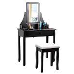 Costway Square Mirror Dressing Table Set Makeup Vanity for Bedroom, Living Room White/Black